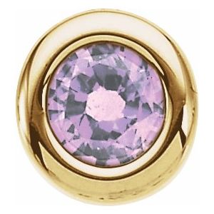 14K Yellow 4 Mm Round Imitation Pink Tourmaline Birthstone Slide Pendant  14K Yellow  October  Polished  Birth of Child Bs Pend Slide Weight  0.66 DWT