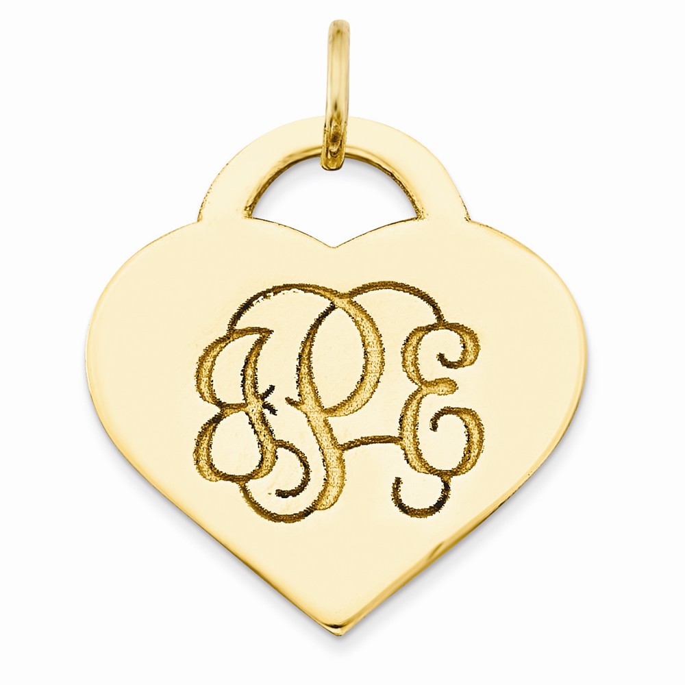 925 Sterling Silver Yellow Gold-Plated Casted Letters Heart Monogram Pend