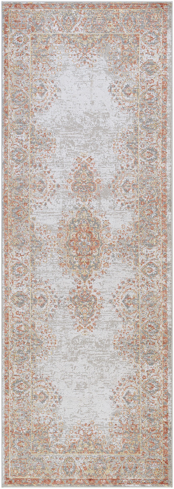 Aisha AIS-2312 2 7  X 5  Rug Burnt Orange/Wheat/White/Light Gray/Medium Gray