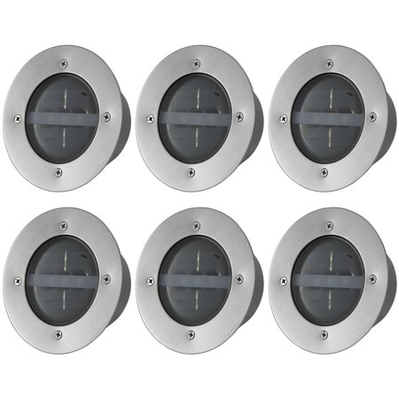 IMountek Solar LED Disk Lights  IP44 Water-Resistant Garden Light Auto on/Off in-Ground Disk Light for Garden Yard Deck Path-6Pack