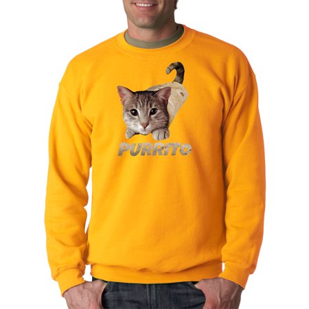Trendy USA 1507 - Crewneck Purrito Burrito Kitty Cat Lovers Taco Spicy Funny Sweatshirt Large Gold