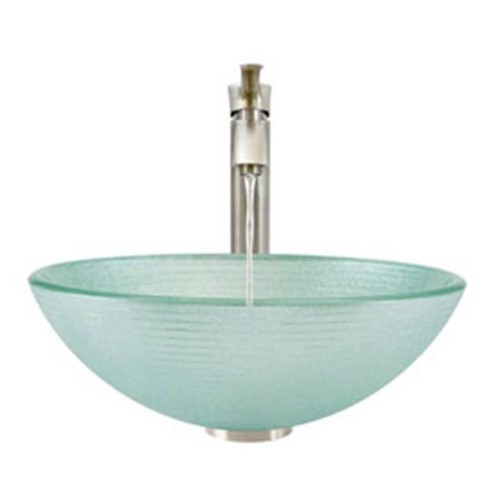 636 Glass Sink, Brushed Nickel Faucet, Sink Ring, Pop-up Drain