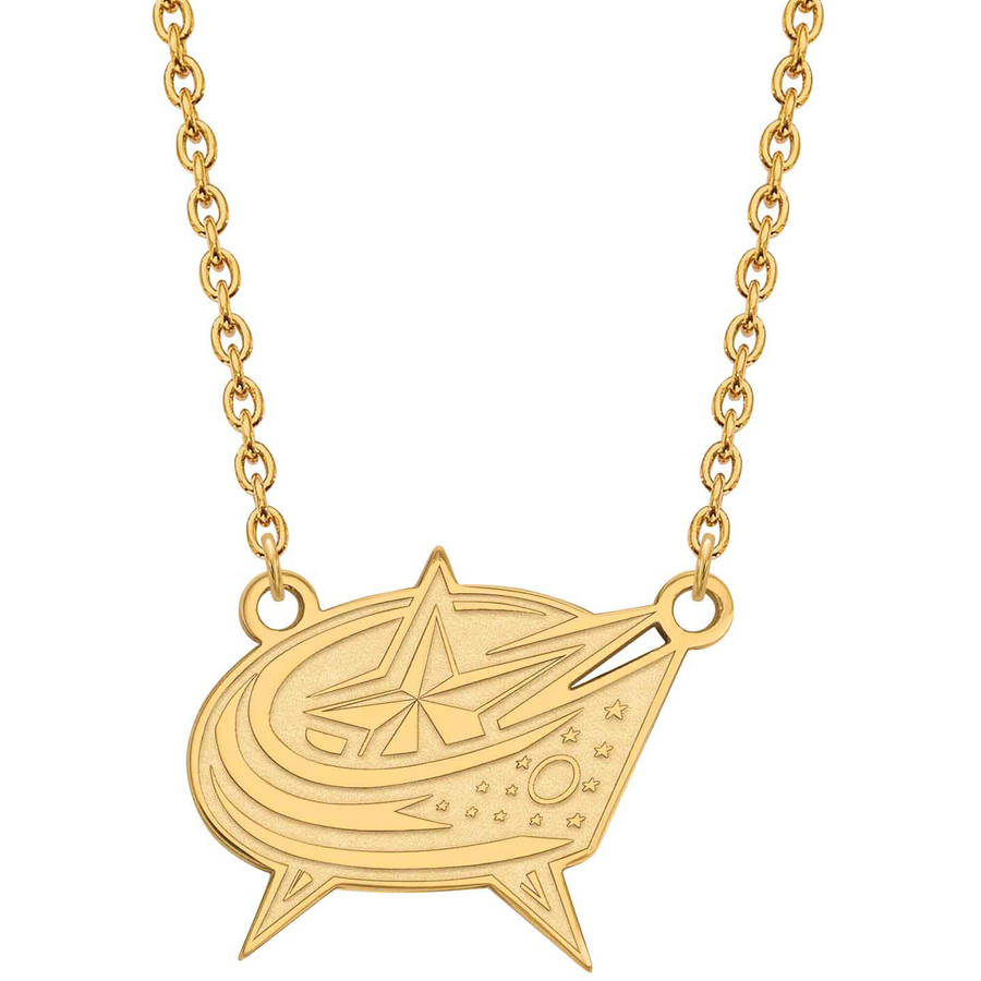 LogoArt Sterling Silver with Gold-plated NHL Columbus Blue Jackets Large Pend with Necklace