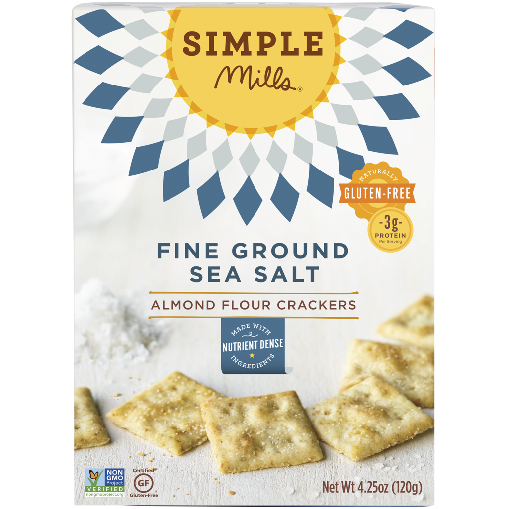 Simple Mills Fine Ground Sea Salt Almond Flour Crackers  4.25 OZ (Pack of 6)