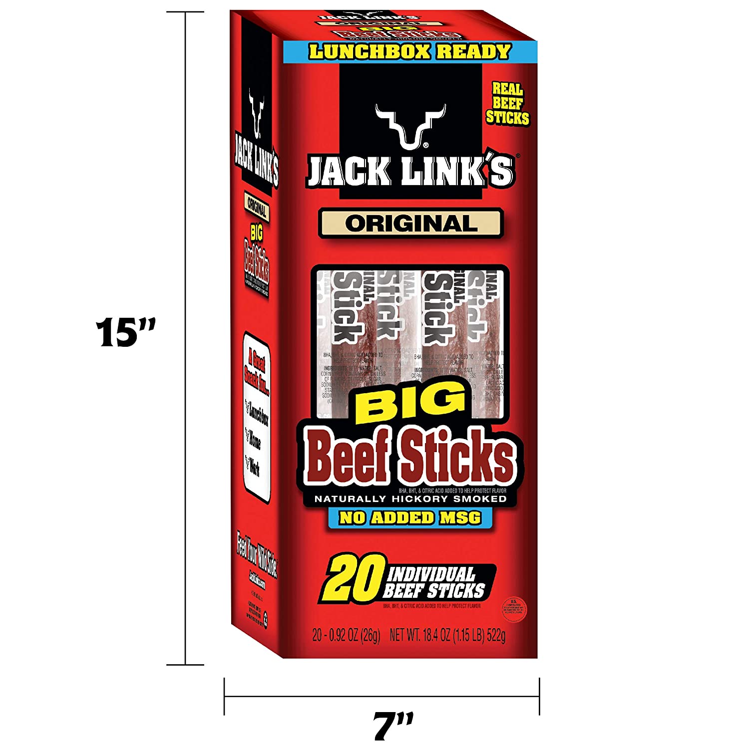Jack Link S Big Beef Jerky Stick  Original  0.92 Oz  20-count