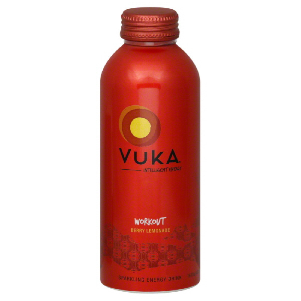 Vuka Berry Lemonade Workout Sparkling Energy Drink, 16 Fo (Pack of 12)