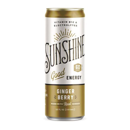 Sunshine Beverages Sparkling Energy Drink  Ginger Berry  12oz  12 Pack