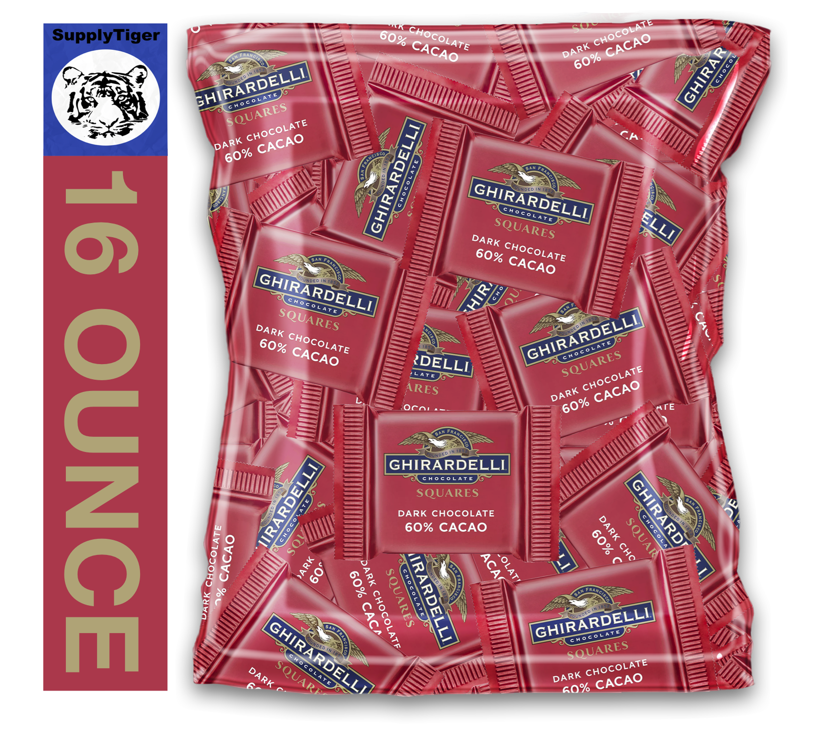 Ghirardelli Bulk (16 Ounce) Pack 60% Cacao Dark Chocolate Squares