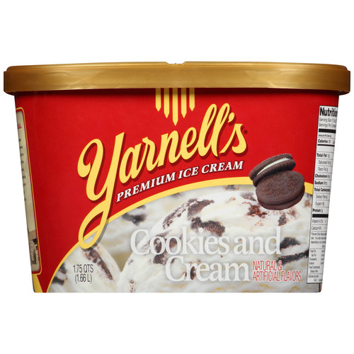 Yarnells Premium Cookies and Cream Ice Cream 56oz