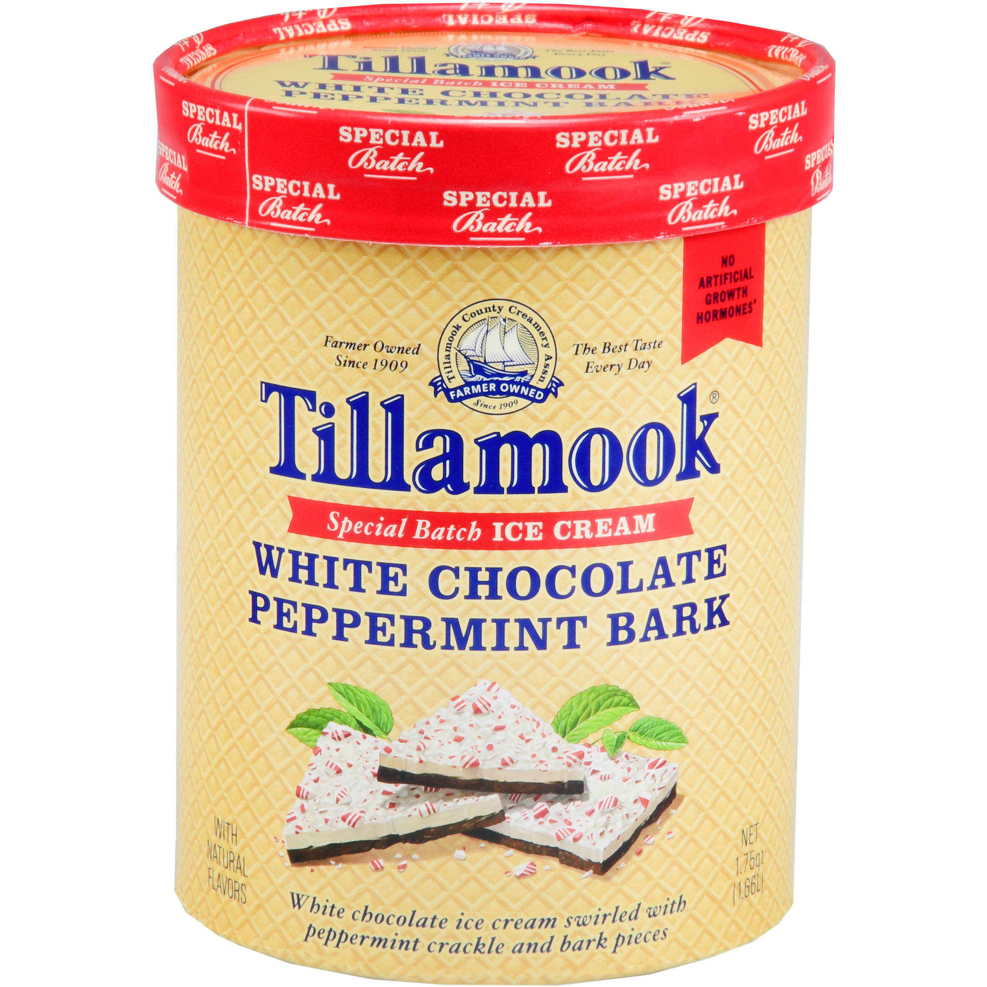 Tillamook Special Batch Ice Cream White Chocolate Peppermint Bark, 1.75 Quart