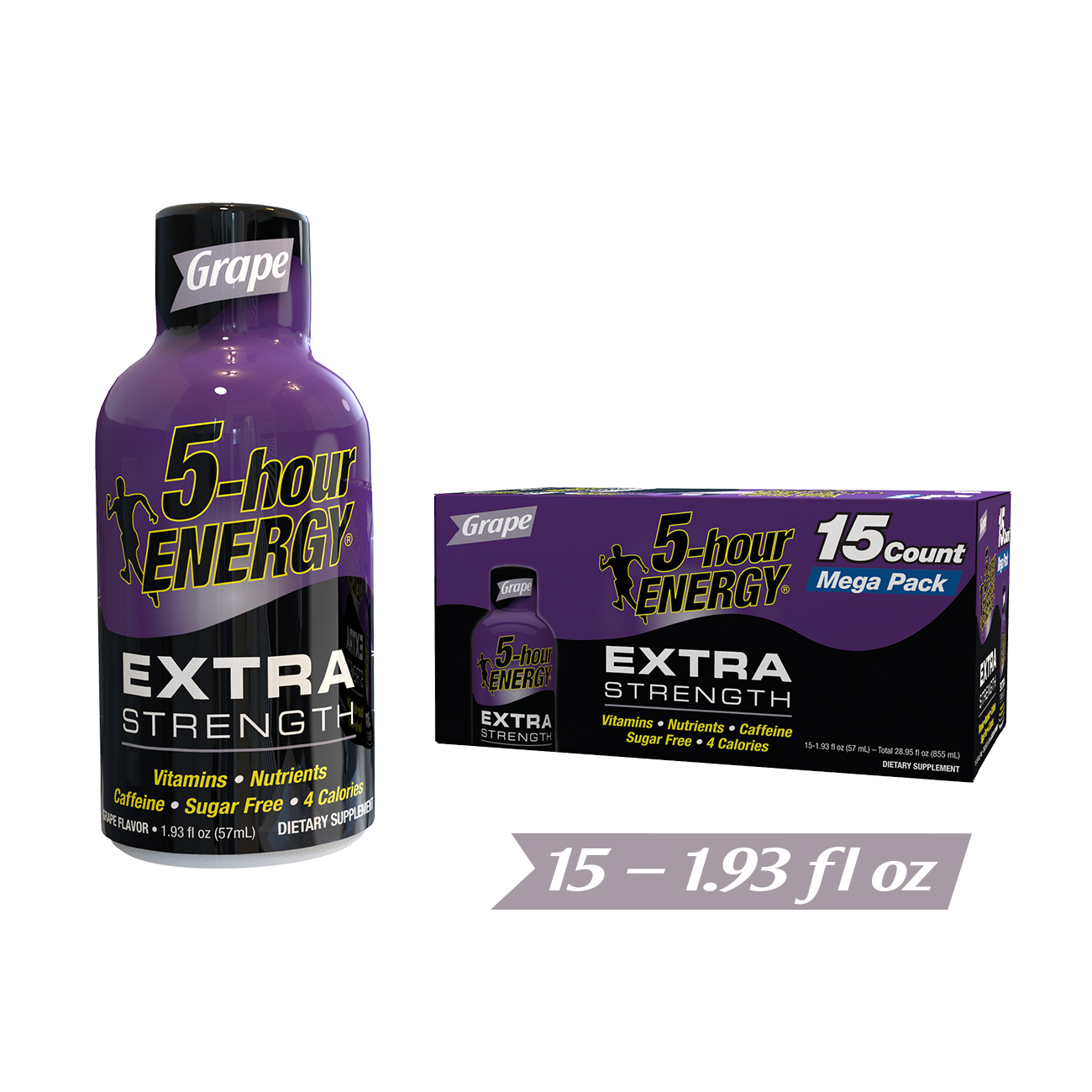 (exp:03/2028)5-hour energy shot extra strength grape 15 count