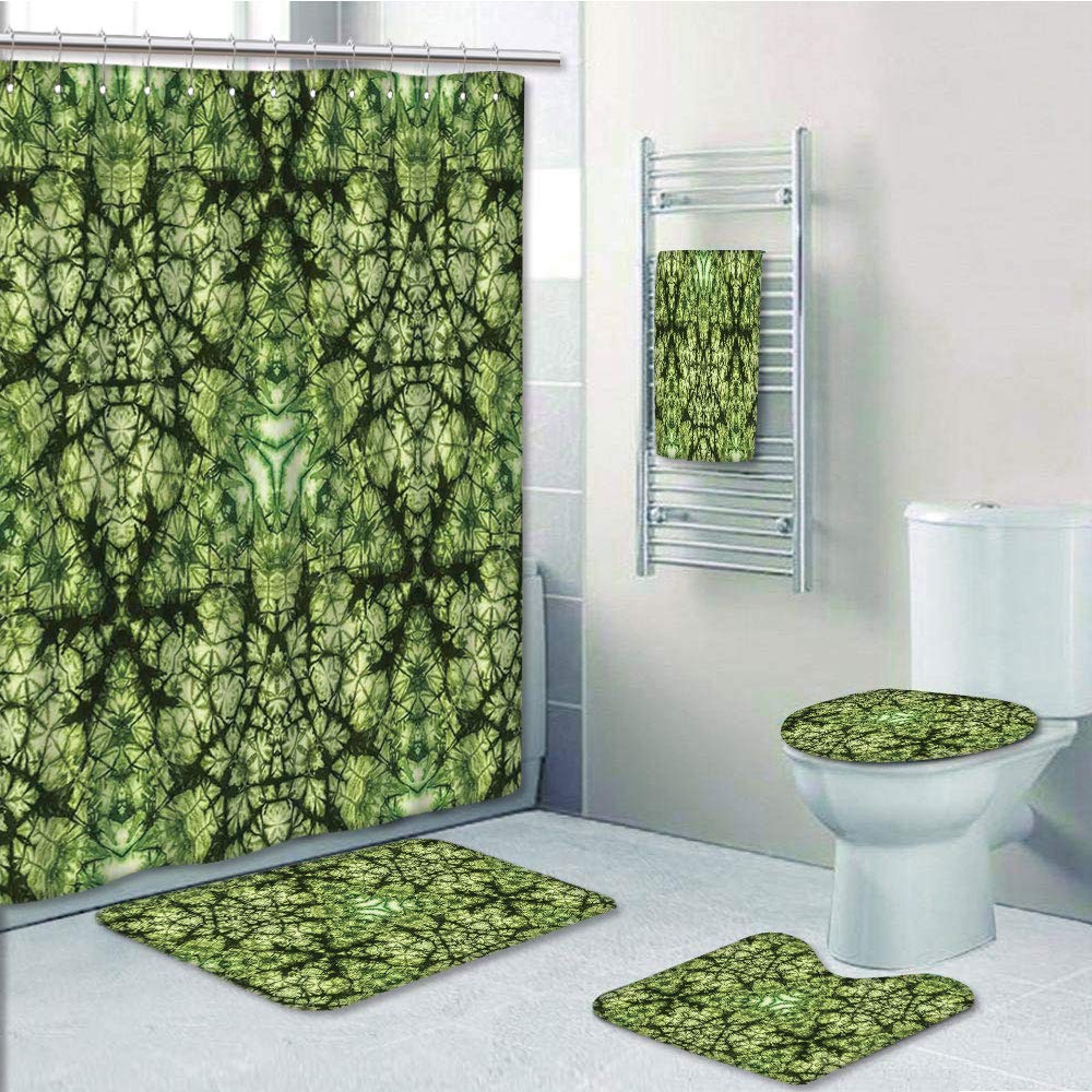 PRTAU Free Nature Inspired Mind Bind Folded Color Silhouette Counter Culture Artsy 5 Piece Bathroom Set Shower Curtain Bath Towel Bath Rug Contour Mat