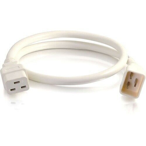 New C2G 17743 Standard Power Cord 6ft 12AWG (IEC320C20 to IEC320C19) White