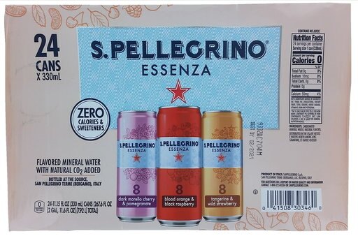 S.Pellegrino Essenza Flavored Mineral Water Variety Pack, 11.15 Ounce (24 Pack)