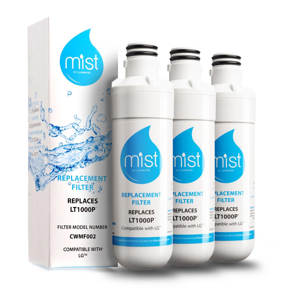 Mist Refrigerator Water Filter  Compatible with LG LT1000P  ADQ747935  MDJ64844601  LMXS28626D  Kenmore 46-9980  469981  3-Pack