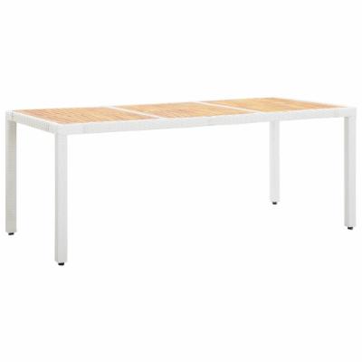 VidaXL Garden Table White 74.8 X35.4 X29.5  Poly Rattan and Solid Acacia Wood