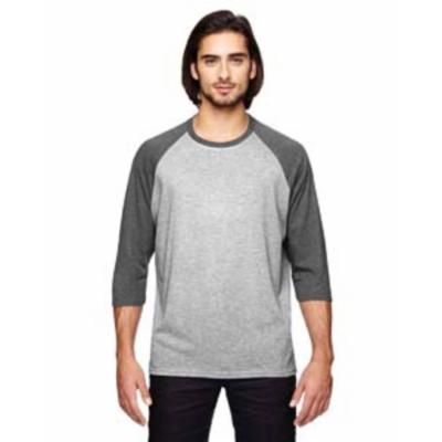 Anvil 6755 Adult Triblend 3/4-Sleeve Raglan T-Shirt in Heather Gray/Heather Dark Green Size Medium