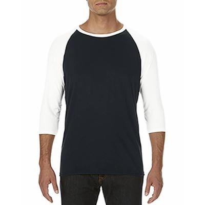 Anvil 6755 Adult Triblend 3/4-Sleeve Raglan T-Shirt in Black/White Size Medium
