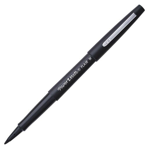 Paper Mate Flair Felt Tip Pens, Medium Point, Black, Pack of 12
