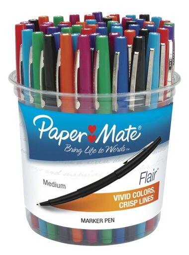 Paper Mate Flair Felt Tip Pens, Medium Point, Assorted Colors, Set of 48