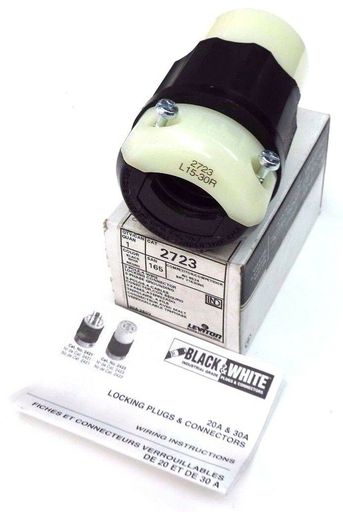 Nib Leviton 2723 Lock Connector 3-pole, 4-wire, 250v, 3-phase, 30amp