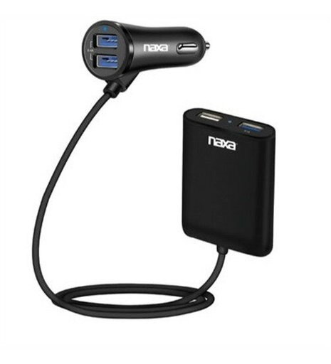NEW Naxa NA-3034 NA3034 Front and Back Seat Car Charger - 12 V DC 24 Input 5