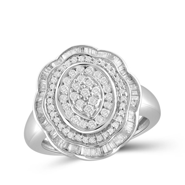 Jewelonfire CT White Diamond Ring in SS 20140 8 1 Ct White I2-I3 Sterling-silver