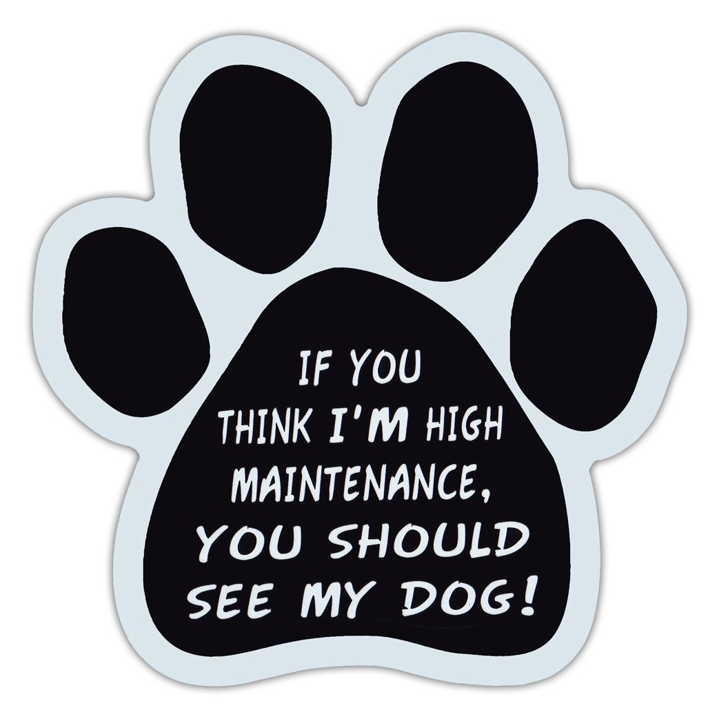 1744 If You Think Im High Maintenance, You Should See My Dog Paw Shaped Magnet - 5.5 X 5.5 in.