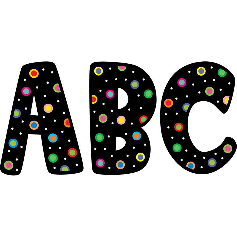 Dots on Black 7in Designer Letters, PK360