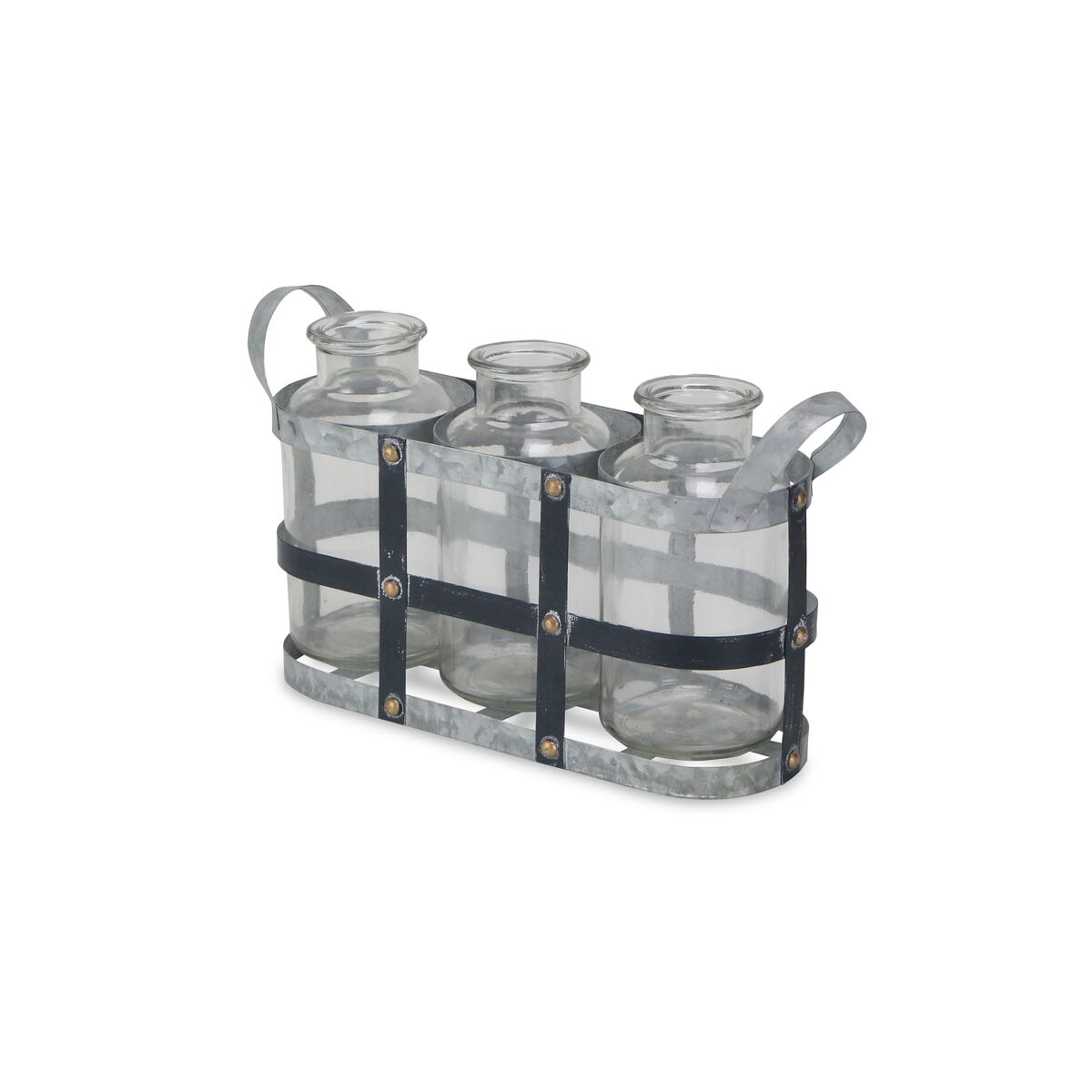 5513 Galvanized Metal Jar Holder with Three Jars