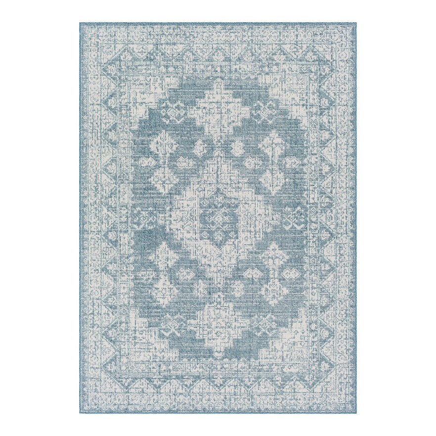 Veranda VRD-2312 6 7  X 9  Rectangle Area Rug in Dark Blue/Aqua/Ivory