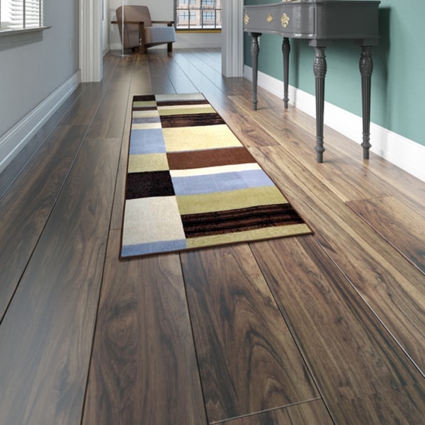 Porch & Den Wyman Blue and Green Runner Rug - 1'9 X 7'2 (Multi-Blue Modern 1'9