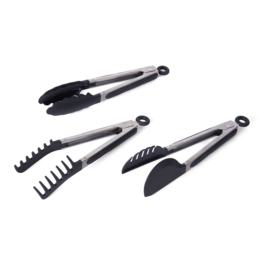 Farberware 3-piece Nylon-Tipped Tongs Set, Black, 3 Piece