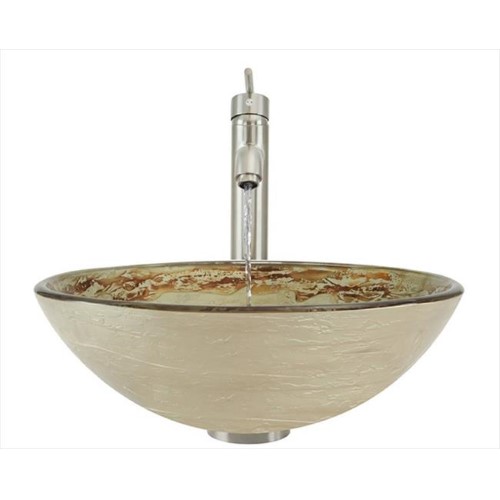 631 Foil Glass Sink, Brushed Nickel Faucet, Sink Ring, Pop-up Drain