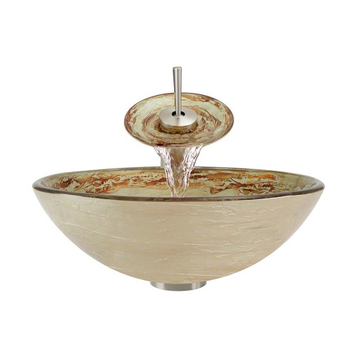 631 Foil Glass Sink, Brushed Nickel Faucet, Sink Ring, Pop-up Drain