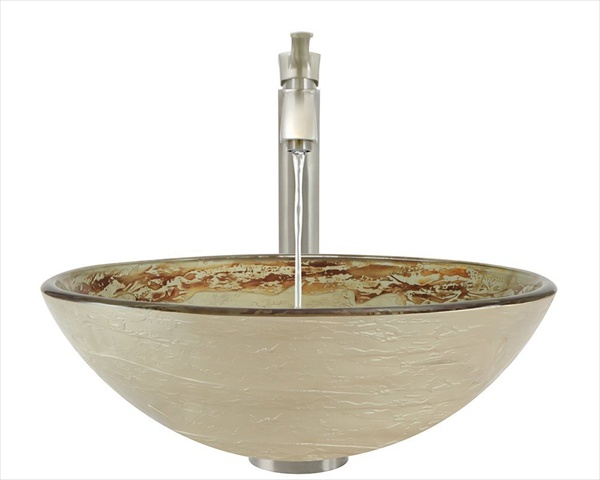 631 Foil Glass Sink, Brushed Nickel Faucet, Sink Ring, Pop-up Drain