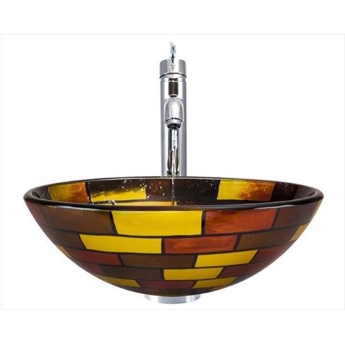 621 Stained Glass Sink, Chrome Faucet, Sink Ring, Pop-up Drain