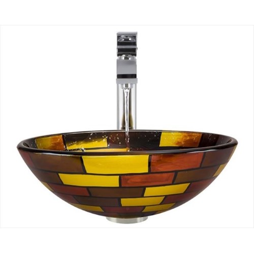 621 Stained Glass Sink, Chrome Faucet, Sink Ring, Pop-up Drain
