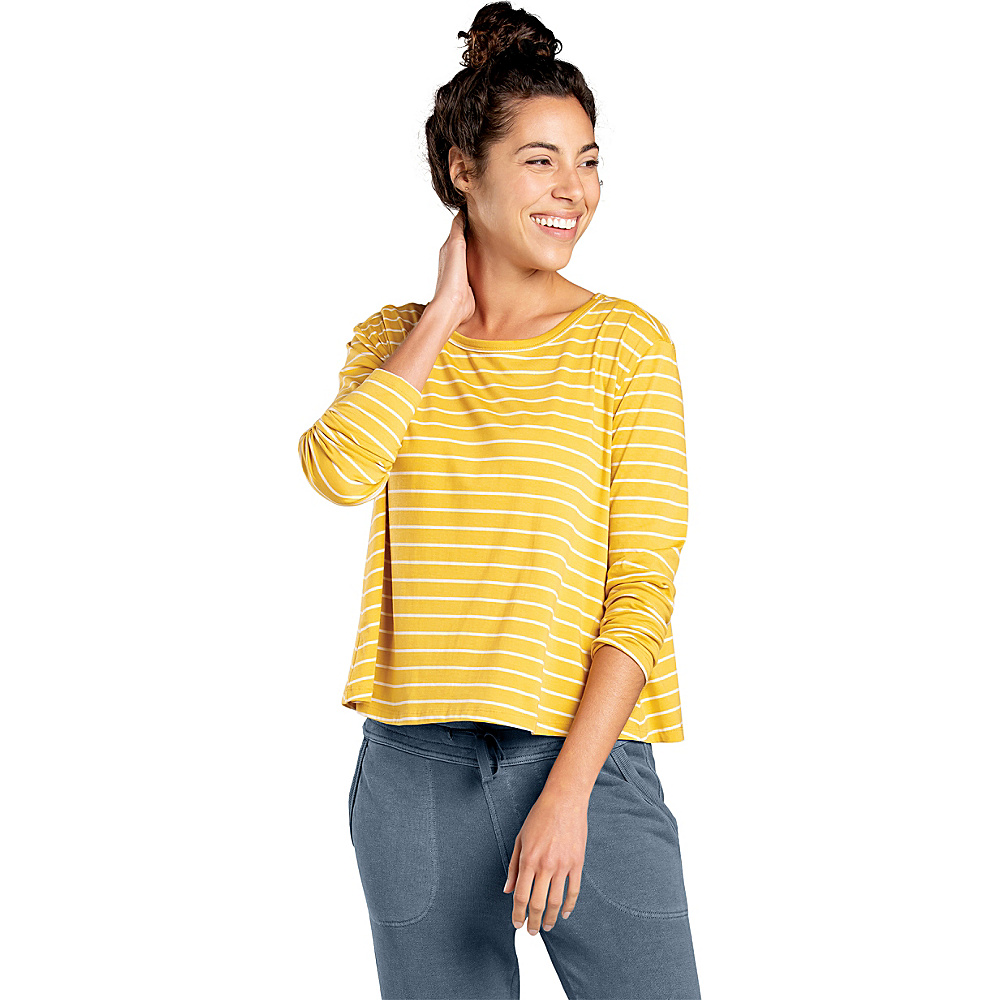 Toad & Co Women's Maisey LS Swing Crew Neck Top Golden Hour Stripe