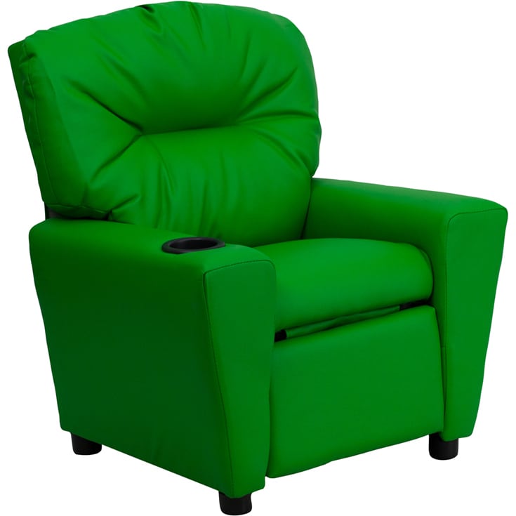 Offex Contemporary White Vinyl Kids Recliner with Cup Holder [of-BT-7950-KID-WHITE-GG] - Not Available