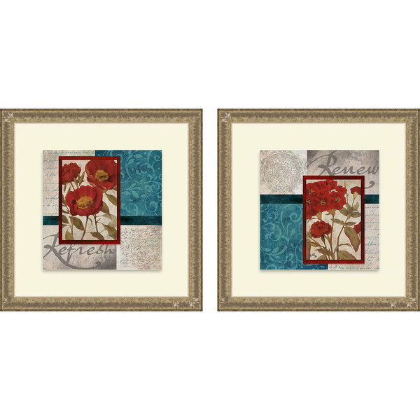 Elizabeth Medley 'Red Botanicals I & II' Framed Print