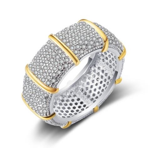 New Color-separated Micro-inlaid Ring Luxury High-end Pop Carat Diamond