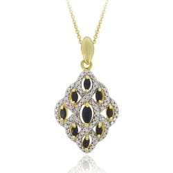Glitzy Rocks 18k Gold Over Sterling Silver Sapphire and Diamond Necklace