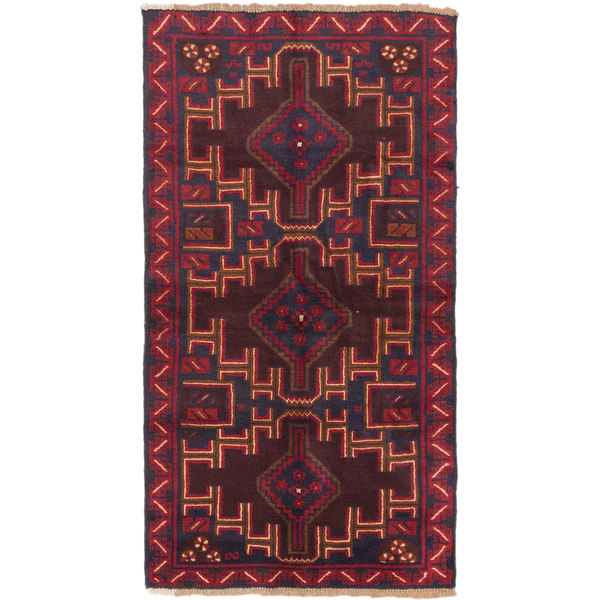 Ecarpetgallery Hand-Kotted Kazak Red Wool Rug (3'4 X 6'1)