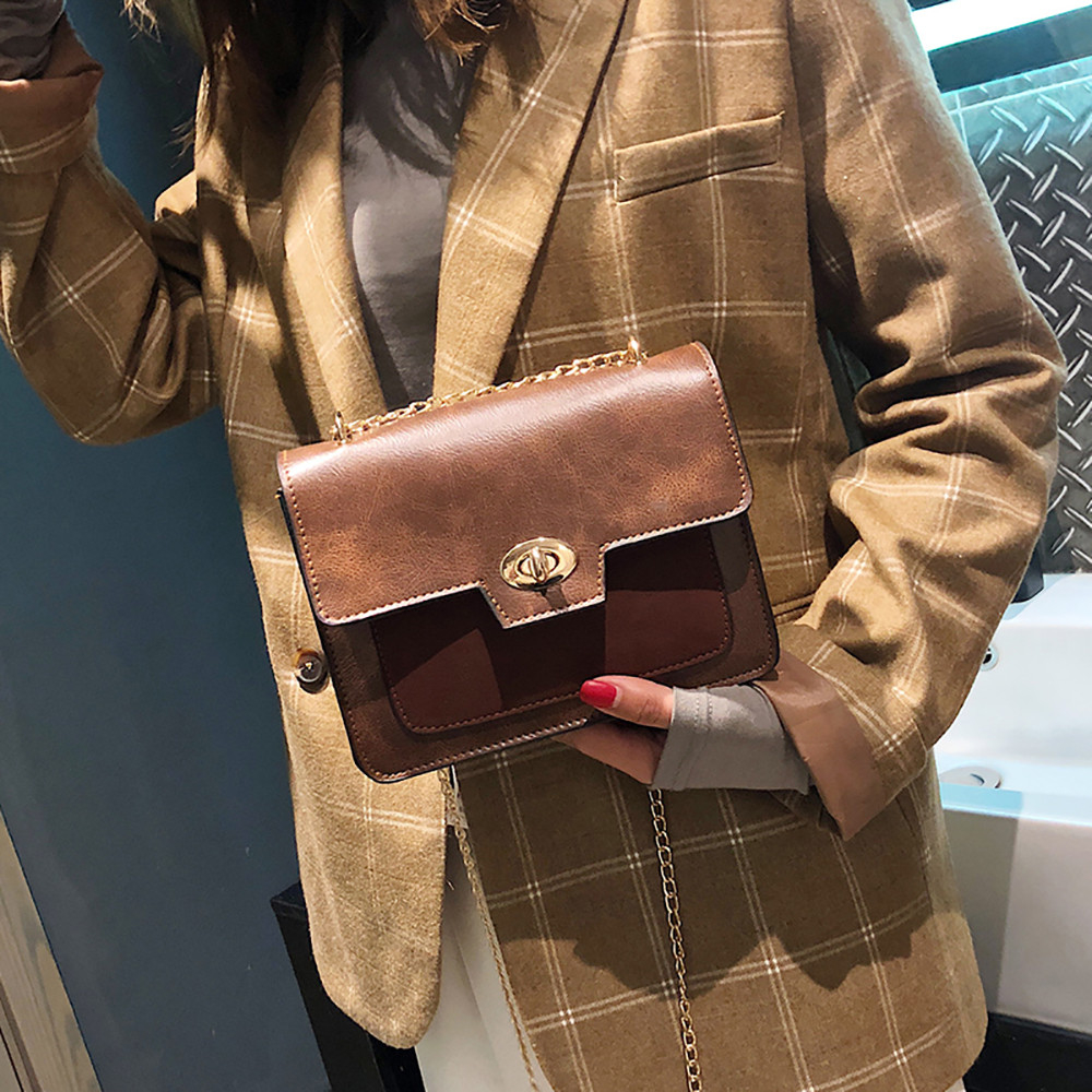 Women Vintage Messenger Bag Chain One Shoulder Square Bag Bag 4542