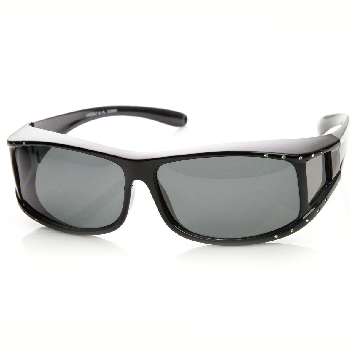 Womens Rectangle Polarized Lens Cover Wrap Sunglasses with Side Lens - 8882 - Red