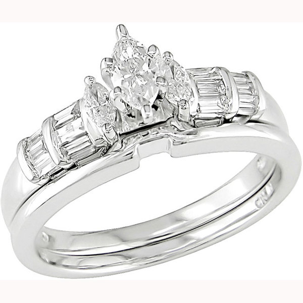 Miadora 14k White Gold 1/2ct TDW Diamond Bridal Set (7)