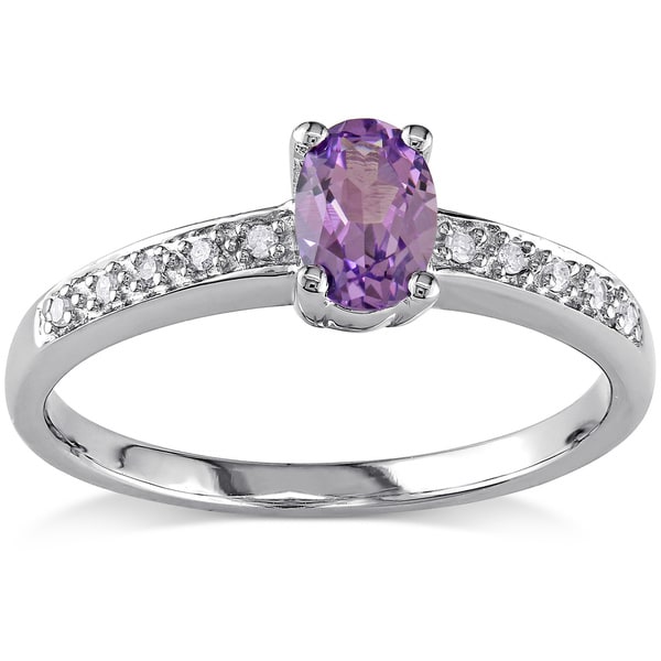Miadora 10k Gold Created Alexandrite and Diamond Accent Ring
