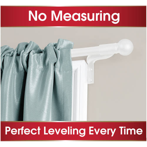 Maytex Smart Rods Easy Install Cafe Window Curtain Rod, White