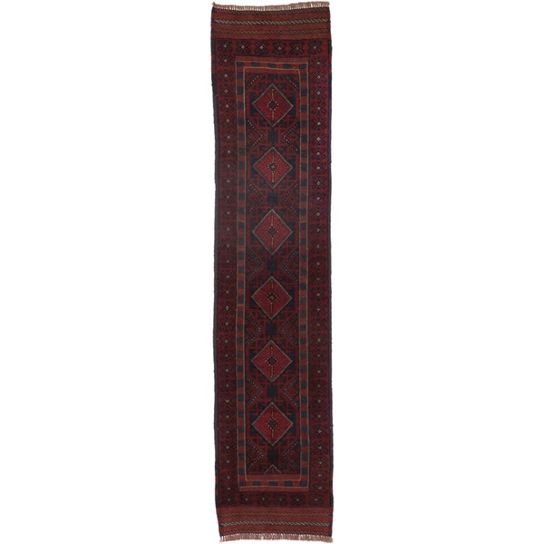 Ecarpetgallery Hand-knotted Tajik Caucasian Blue/ Red Wool Runner Rug (1'11 X 8'8)